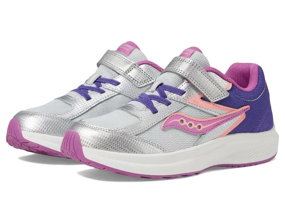 SAUCONY KIDS COHESION KDZ A/C SNEAKERS FOR KIDS –PURPLE/SILVER/PINK 4 BIG KID W